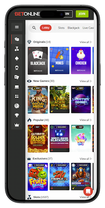 BetOnline - best fast withdrawal casino for game variety