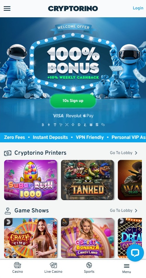 btc bitcoin kasyno cryptorino strona główna