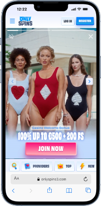 OnlySpins instant withdrawal casino mobile view