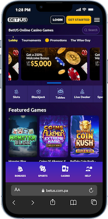 BetUS Casino Mobile Homepage