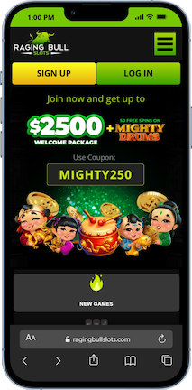 Raging Bull Slots Mobile Homepage