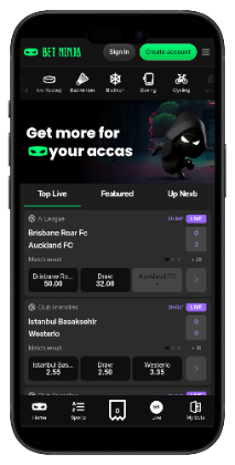BetNinja betting site displayed on mobile view