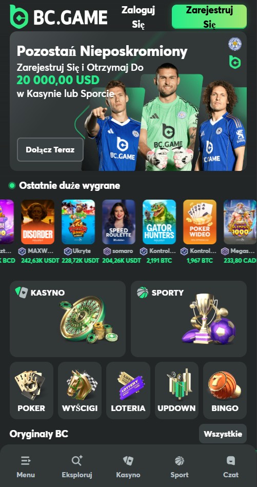 kasyno bitcoin BC Game hazard slot poker strona główna