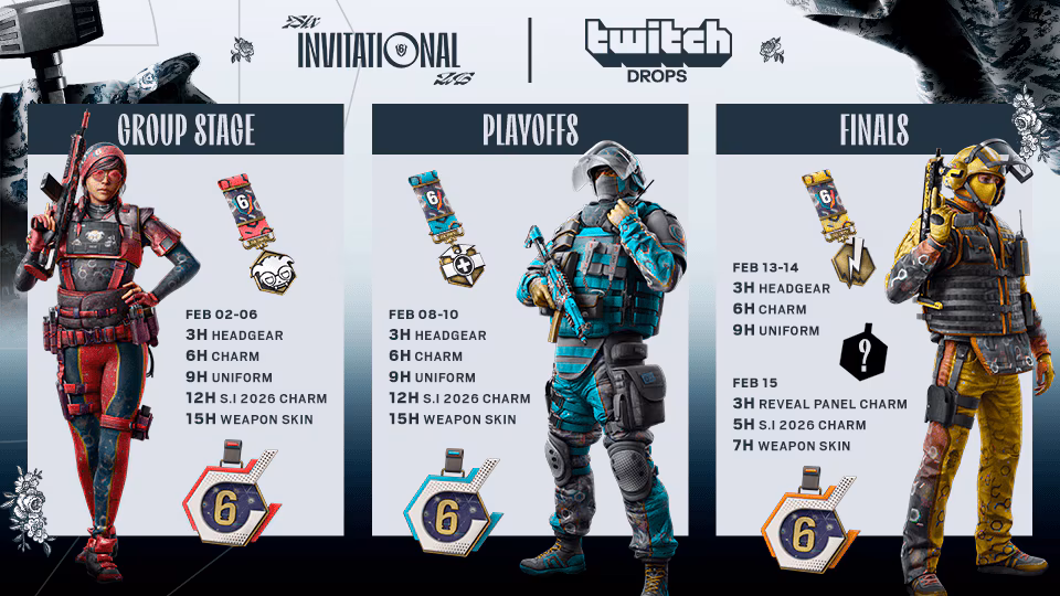 six invitational twitch drops graphic 2026