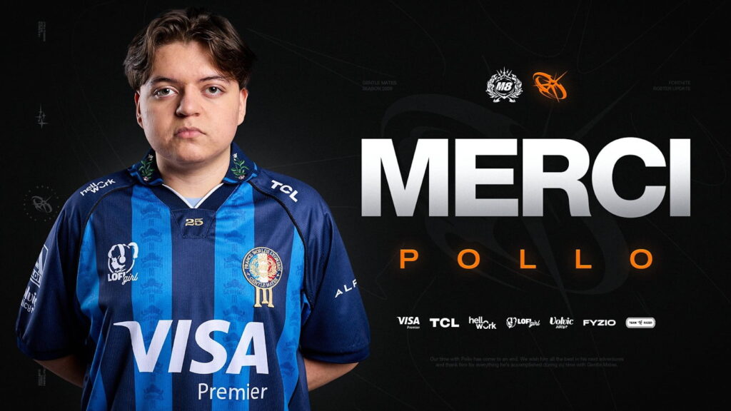 Fortnite esports player wearing a blue team jersey