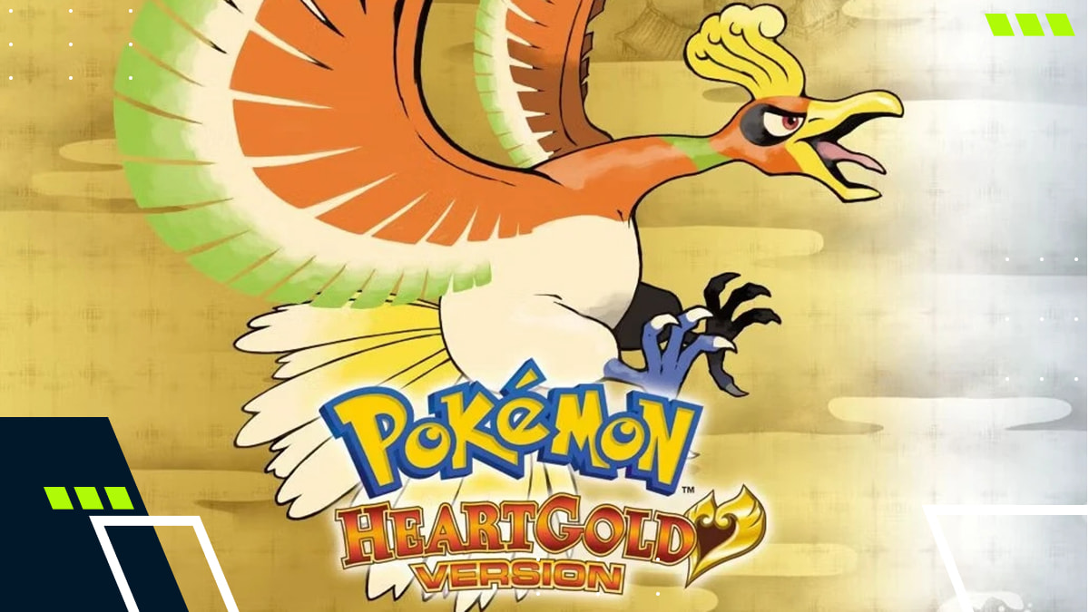 Ho-Oh artwork and Pokémon HeartGold logo