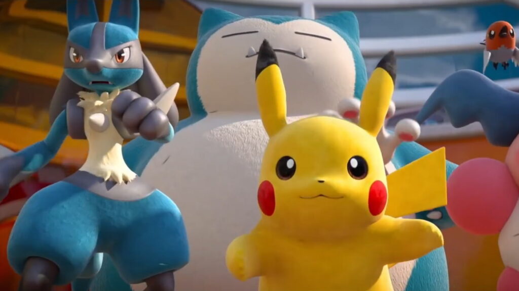 Pikachu, Lucario, and Snorlax together in Pokemon UNITE