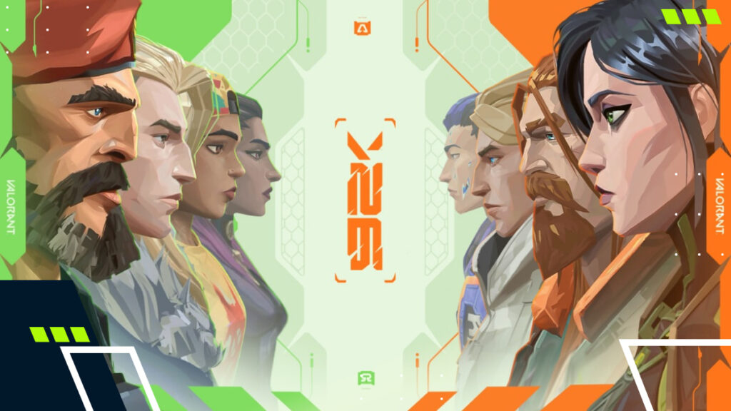 VALORANT agents facing off across a stylized Season 2026 graphic with green and orange color themes