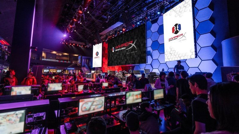 esports stadium with hyperx sponsors