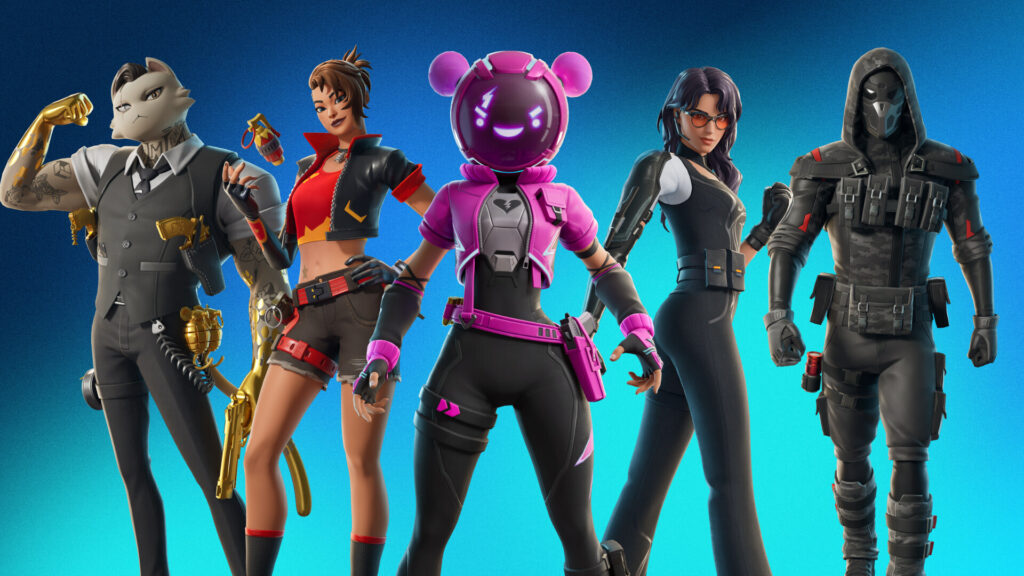 fortnite characters in blue gradient background