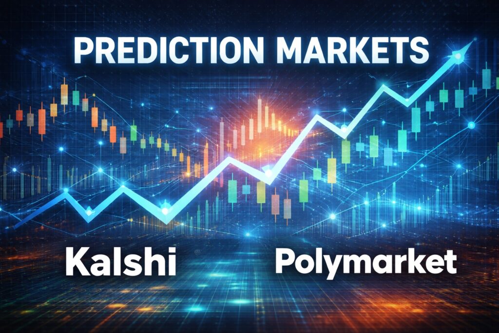 image of prediction market graphs with kalshi and polymarket text