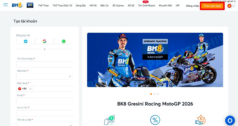 Đăng ký trên bk8 để chơi Dragon Tiger