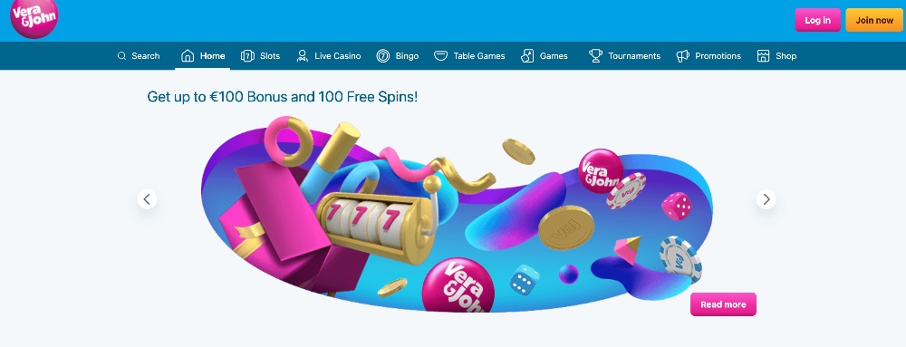 Ảnh chụp màn hình trang chủ của nhà cái uy tín Vera&John