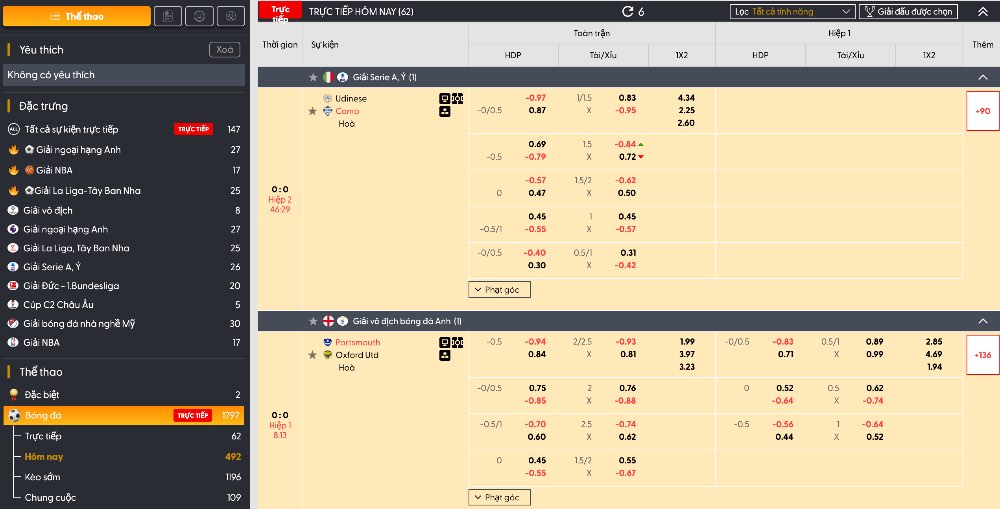 Chọn trận đấu rồi đặt cược tại trang cá độ bóng đá 