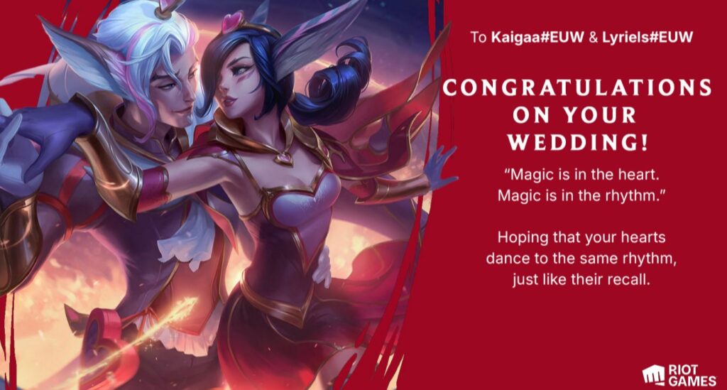 congrats on your wedding from riot